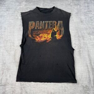 Pantera Shirt Mens Large Black Vintage Y2K Brother Dime Tribute Cut Off Band